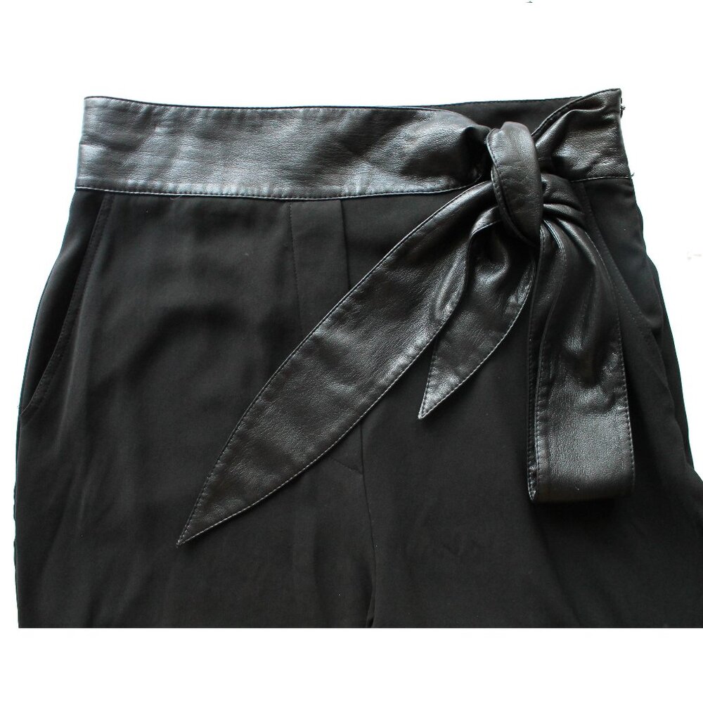 Nanushka Cecilia Wide-Leg Pants 27" / Large / Black Vegan Leather Belted Work - Picture 6 of 10